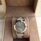 Burberry The City Beige Dial Tan Leather Strap Watch for Women - BU9021