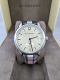 Burberry The Classic Horseferry Silver Dial Black Leather Strap Watch for Men - BU10002