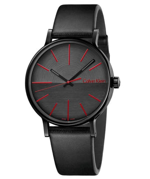 Calvin Klein Boost Black Dial Black Leather Strap Watch for Men - K7Y214CY