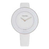 Calvin Klein Chic White Dial White Leather Strap Watch for Women - K7N23TK2
