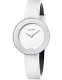 Calvin Klein Chic White Dial White Leather Strap Watch for Women - K7N23TK2