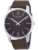 Calvin Klein City Brown Dial Brown Leather Strap Watch for Men - K2G211GK