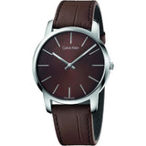 Calvin Klein City Brown Dial Brown Leather Strap Watch for Men - K2G211GK
