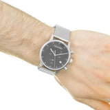 Calvin Klein City Chronograph Black Dial Silver Mesh Bracelet Watch for Men - K2G27121