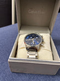 Calvin Klein City Chronograph Blue Dial Silver Steel Strap Watch for Men - K2G2714N