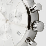 Calvin Klein City Chronograph Silver Dial Black Leather Strap Watch for Men - K2G271C6