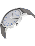 Calvin Klein City Silver Dial Grey Leather Strap Watch for Men - K2G211Q4