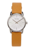 Calvin Klein City Silver Dial Orange Leather Strap Watch for Women - K2G231G6