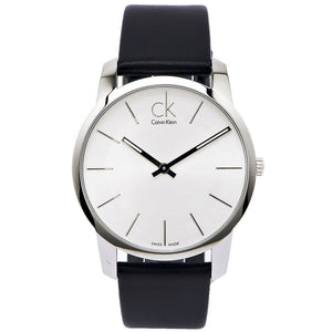 Calvin Klein City White Dial Black Leather Strap Watch For Men - K2G211C6