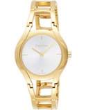 Calvin Klein Class White Dial Gold Steel Strap Watch for Women - K6R23526