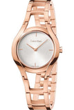 Calvin Klein Class White Dial Rose Gold Steel Strap Watch for Women - K6R23626