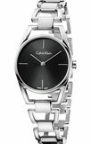 Calvin Klein Dainty Black Dial Silver Steel Strap Watch for Women - K7L23141