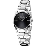 Calvin Klein Dainty Black Dial Silver Steel Strap Watch for Women - K7L23141