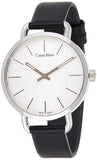 Calvin Klein Even Silver Black Leather Strap Watch for Women - K7B231C6