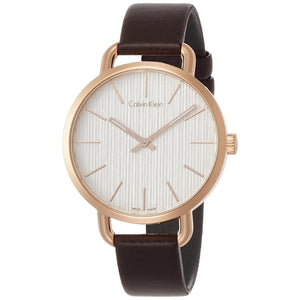 Calvin Klein Even White Dial Brown Leather Strap Watch for Women - K7B236G6