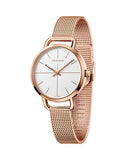 Calvin Klein Even White Dial Rose Gold Mesh Bracelet Watch for Women - K7B23626