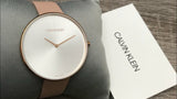 Calvin Klein Full Moon Silver Dial Pink Leather Stap Watch for Women - K8Y236Z6