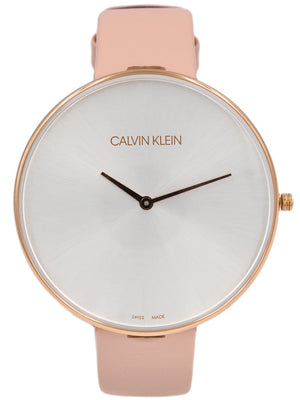 Calvin Klein Full Moon Silver Dial Pink Leather Stap Watch for Women - K8Y236Z6