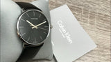 Calvin Klein High Noon Quartz Black Dial Black Leather Strap Watch for Men - K8M211C1