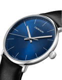 Calvin Klein High Noon Quartz Blue Dial Black Leather Strap Watch for Men - K8M211CN