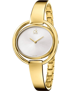 Calvin Klein Impetuous White Dial Gold Steel Strap Watch for Women - K4F2N516