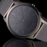 Calvin Klein Minimal Black Dial Black Mesh Bracelet Watch for Men - K3M214B1