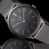 Calvin Klein Minimal Black Dial Black Mesh Bracelet Watch for Women - K3M22421
