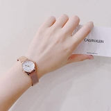 Calvin Klein Minimal White Dial Rose Gold Mesh Bracelet Watch for Women - K3M23626