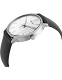 Calvin Klein Posh Silver Dial Black Leather Strap Watch for Men - K8Q311C6