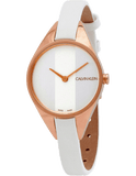 Calvin Klein Rebel White Grey Dial White Leather Strap Watch for Women - K8P236L6