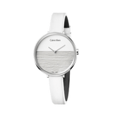 Calvin Klein Rise White Grey Dial White Leather Strap Watch for Women - K7A231L6