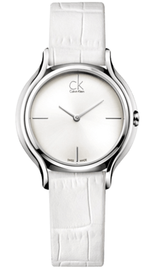 Calvin Klein Skirt White Dial White Leather Strap Watch for Women - K2U231K6