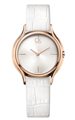 Calvin Klein Skirt White Dial White Leather Strap Watch for Women - K2U236K6