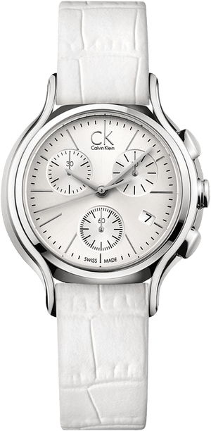 Calvin Klein Skirt White Dial White Leather Strap Watch for Women - K2U291L6
