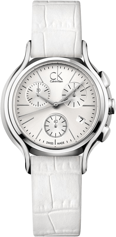 Calvin Klein Skirt White Dial White Leather Strap Watch for Women - K2U291L6