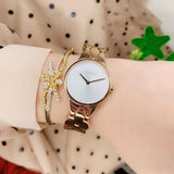 Calvin Klein Snake Silver Dial Yellow Gold Steel Strap Watch For Women - K6E23546