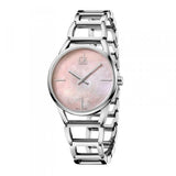 Calvin Klein Stately Pink Mother of Pearl Dial Silver Steel Strap Watch for Women - K3G2312E