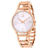 Calvin Klein Stately White Dial Rose Gold Steel Strap Watch for Women - K3G23626
