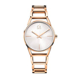 Calvin Klein Stately White Dial Rose Gold Steel Strap Watch for Women - K3G23626