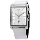 Calvin Klein Window White Dial White Leather Strap Watch for Men - K2M21120