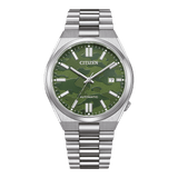 Citizen Tsuyosa Automatic Camouflage Green Dial Silver Steel Strap Watch For Men - NJ0159-86X