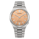 Citizen Tsuyosa Automatic Salmon Orange Dial Silver Steel Strap Watch For Men - NJ0159-86Z