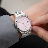 Citizen x Pantone Automatic Dreamy Pink Dial Silver Steel Strap Watch For Men - NJ0158-89X