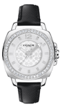 Coach Boyfriend Silver Dial Black Leather Strap Watch for Women - 14503152