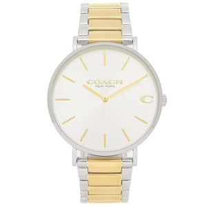 Coach Business Analog Silver Dial Two Tone Steel Strap Watch for Men - 14602432