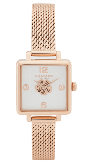 Coach Cass White Dial Rose Gold Mesh Bracelet Watch for Women - 14503698