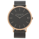 Coach Charles Black Ion Dial Black Mesh Bracelet Watch for Men - 14602470
