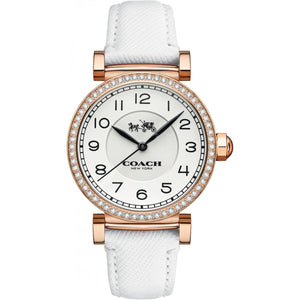 Coach Madison White Dial White Leather Strap Watch for Women - 14502401