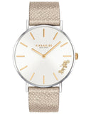 Coach Perry White Dial Beige Leather Strap Watch for Women - 14503157