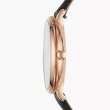 Fossil Jacqueline Mother of Pearl Dial Black Leather Strap Watch for Women - ES4535